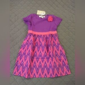 Charming Purple and Pink Zigzag Kids Dress